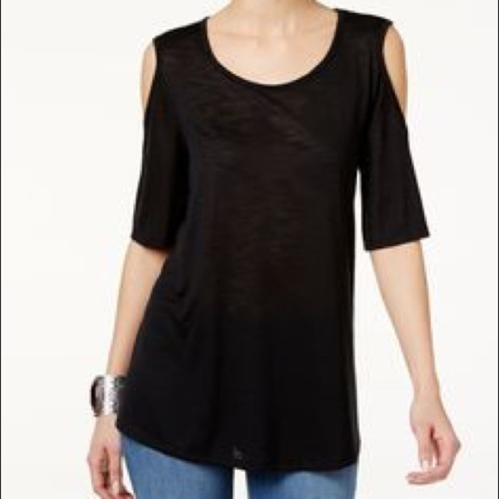 NWT Style & co Black cold shoulder top